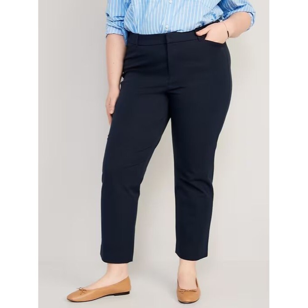 Old Navy Pixie Straight Ankle Pants Womens 20 Navy Blue High Rise Stretch NEW